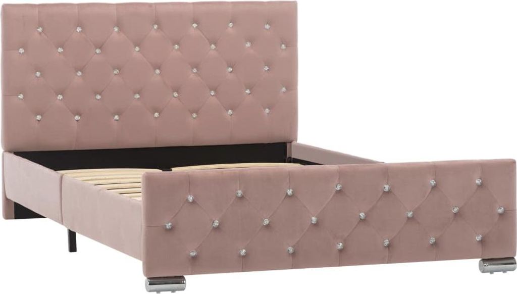 vidaXL Bettgestell Rosa Samt 120x200 cm