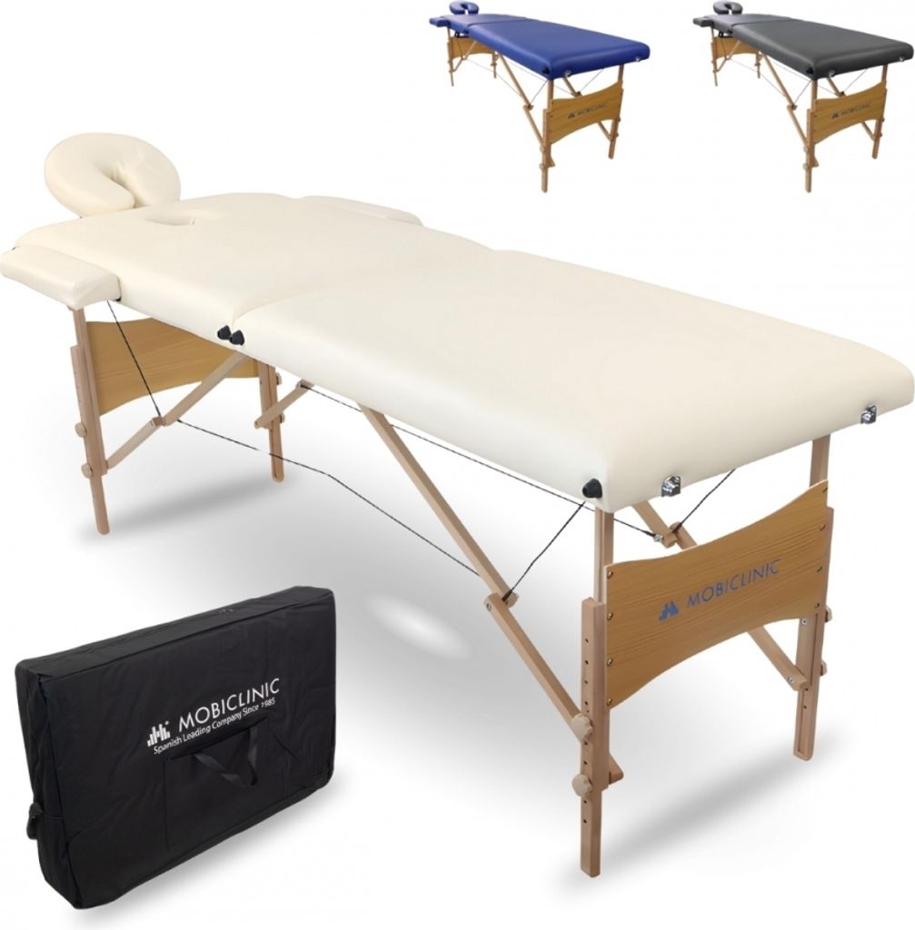 Mobiclinic, klappbare Physiotherapie-Liege, CM-01 Light, , Massageliege, Kopfstütze, Massage, tragbar, Holz, 186 x 60 cm, Farbe: Creme