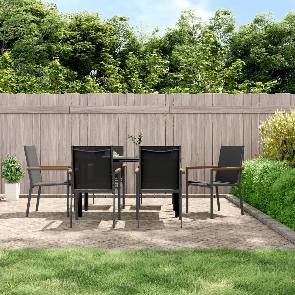 Maison Exclusive - 7-tlg. Garten-Essgruppe Schwarz Textilene und Stahl