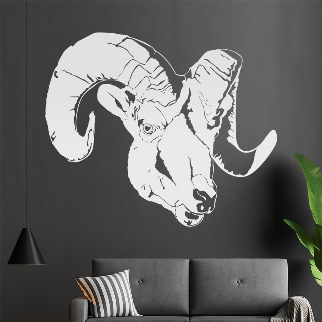 KIWISTAR Mufflon europäisch Korsika Wandtattoo in 6 Größen - Wandaufkleber Wall Sticker - Dekoration, Küche, Wohnzimmer, Schlafzimmer, Badezimmer