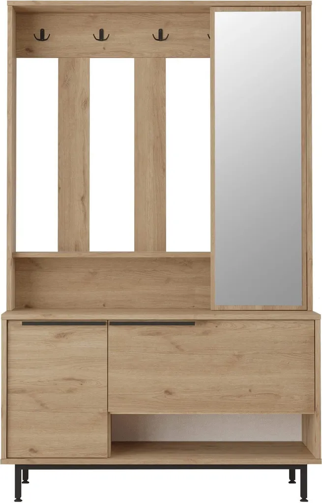 Vestiaire d'entrée bicolore en chêne clair et gris foncé moderne