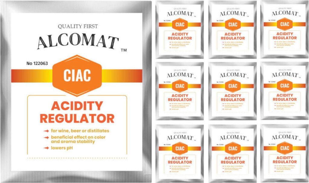 Alcomat CIAC 10 x 10g Zitronensäure zum Wein selber machen, Säuregehalt erhöhen - Hochwertiger Säureregulator für Wein, Bier & Destillate, kri...