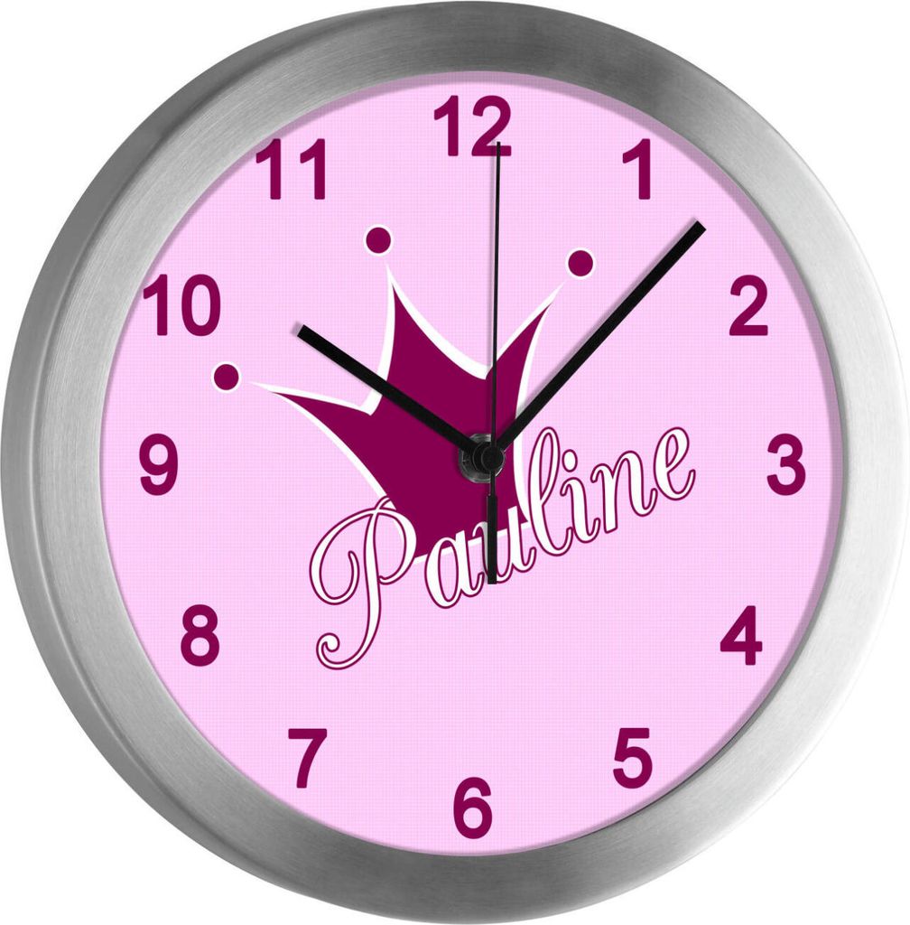 Kinderzimmer Funkwanduhr, Funkuhr Wanduhr Kinder, Krone rosa 25 cm