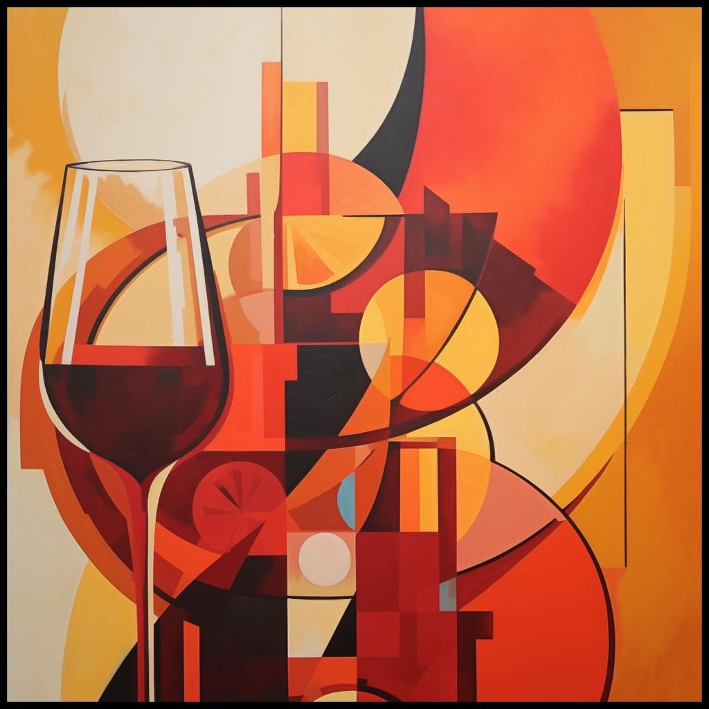Plakat 100x100cm Abendliches Grübeln bei Wein