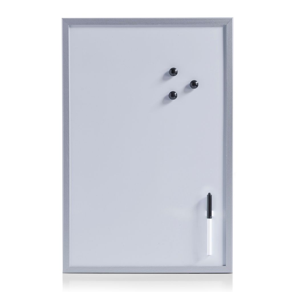 Zeller Present Magnet-/Schreibtafel mit alugrauem Rahmen 60x40cm weiß, Horizontal / Vertikal, Fixed, Magnetisch