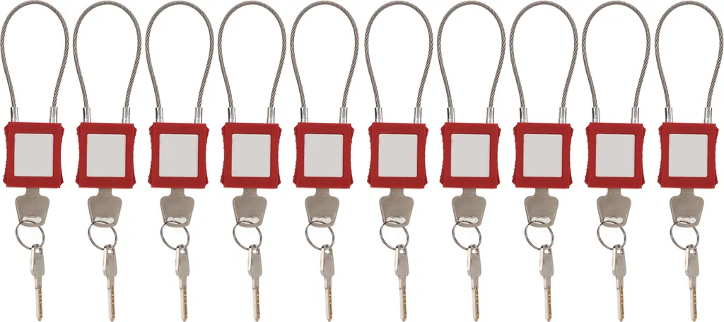 Cadenas de Sécurité Inox Lockout Tagout avec Câble Flexible - 10 Pièces