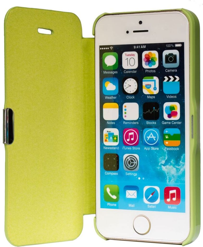 Flip Cover Schutzhülle Case Handyhülle Bookstyle für Apple iPhone 5 / 5s / SE Grün