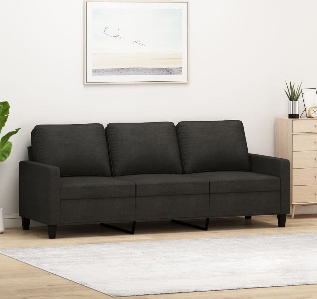 Cloris Designermöbel 3-Sitzer-Sofa Schwarz 180 cm Stoff 2024 Neu