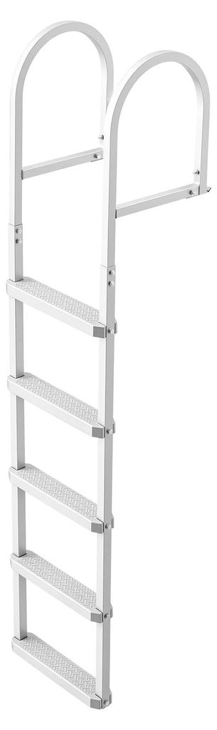 SucceBuy Abnehmbare Dockleiter mit 5 rutschfesten Stufen, breiten Pedalen und Handlauf, Poolleiter aus Aluminiumlegierung mit 227 kg Tragkraft, ide...