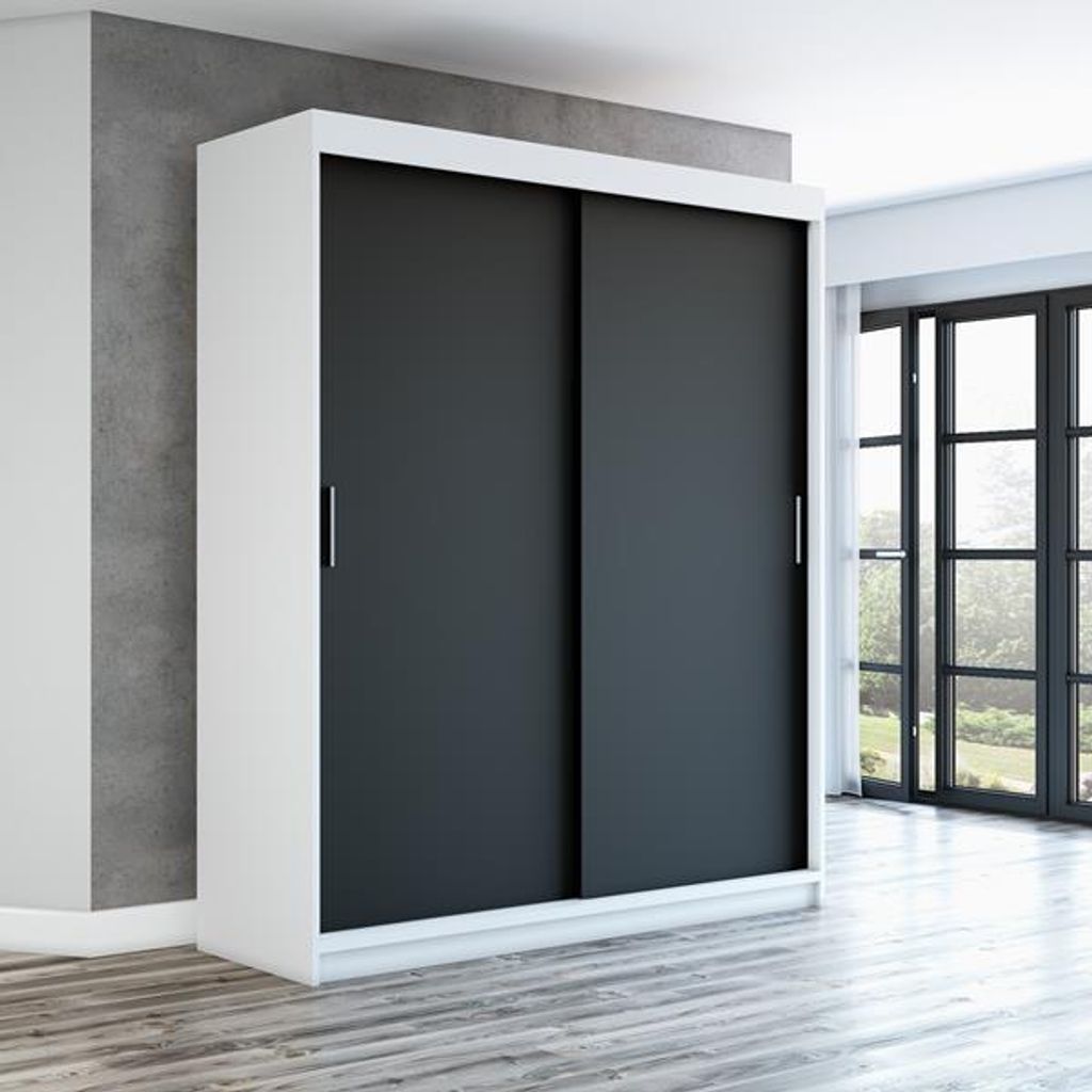Schwebetürenschrank, 2-türig Schrank! Moderne Garderobe für Kleidung. Verschiedene Farben (Weiß, Schwarz, Somona) Kleiderschrank PAX 180 cm