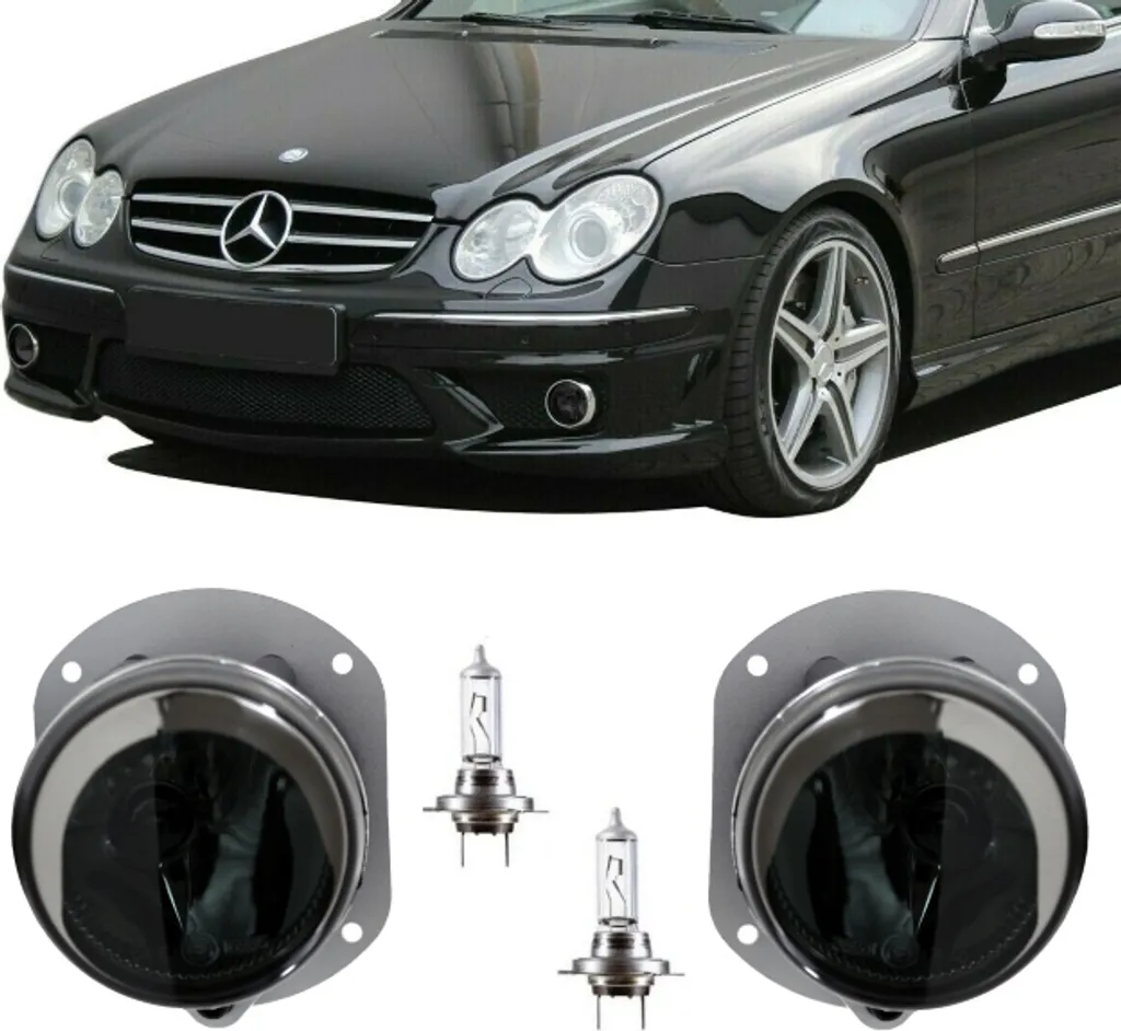 Phares Antibrouillard Fumés H7 Adaptables sur Mercedes Classe C et E