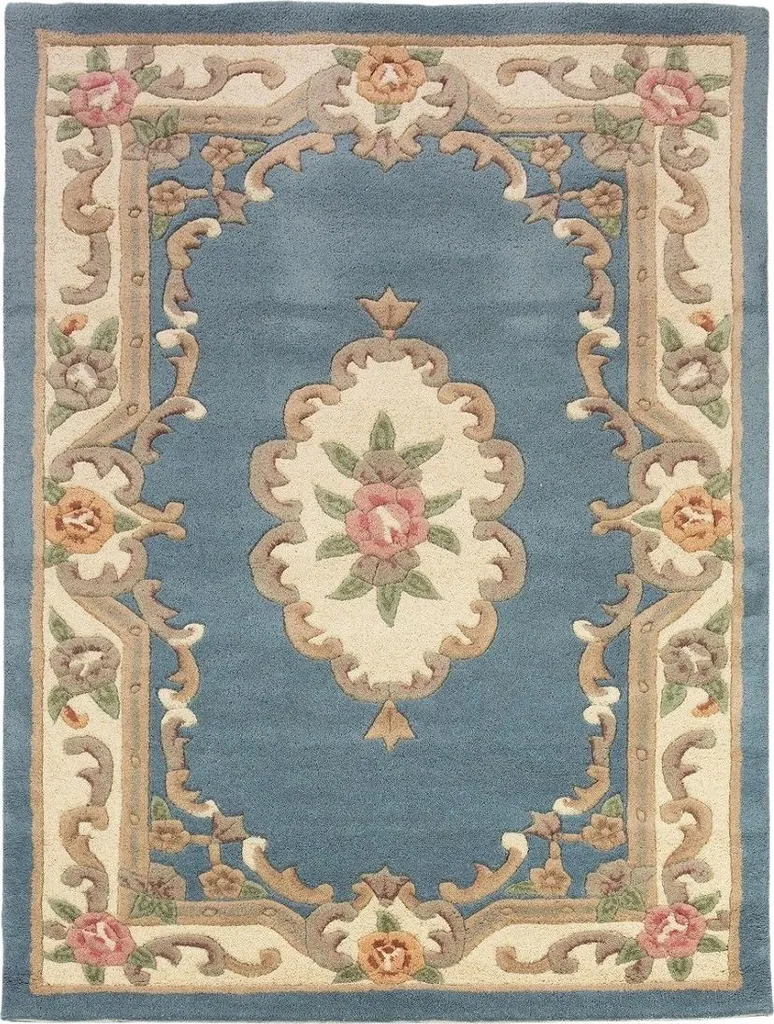 Tapis Lotus Premium Blue 150x240 cm - Tapis de Luxe Cousu Main Bleu