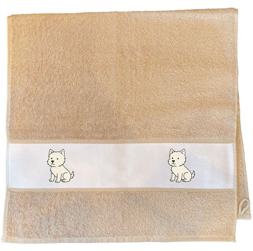Huuraa Handtuch West Highland White Terrier Comic Westie 50x100cm Sand Baumwolle Handtuch Geschenkidee