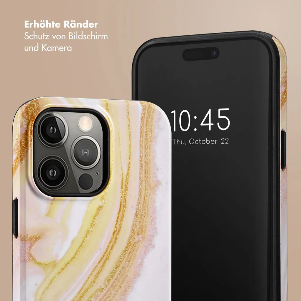 Selencia Vivid iPhone 14 Pro Max Cover - Chic Marble Gold Elegante - 3