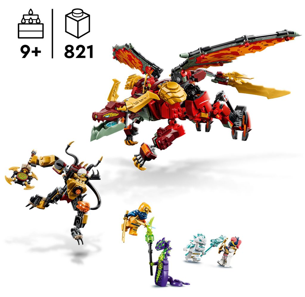 LEGO NINJAGO Wyldfyres Drachenmech - 2-in-1 Ninja-Actionfigur mit Mech von Kaiserin Beatrix und 6 Minifiguren - Geschenkidee zum Geburtstag für Ju...