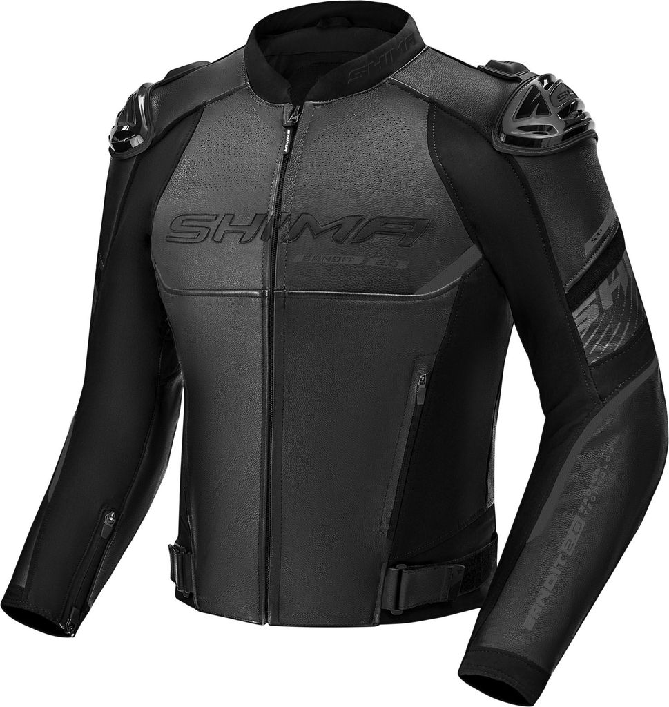 SHIMA Bandit 2.0 perforierte Motorrad Lederjacke, schwarz, 58