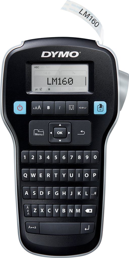 DYMO LabelManager DY LM 160, QWERTY, D1, Thermal Inkjet, 180 x 180 DPI, 12 mm/sek, Schwarz