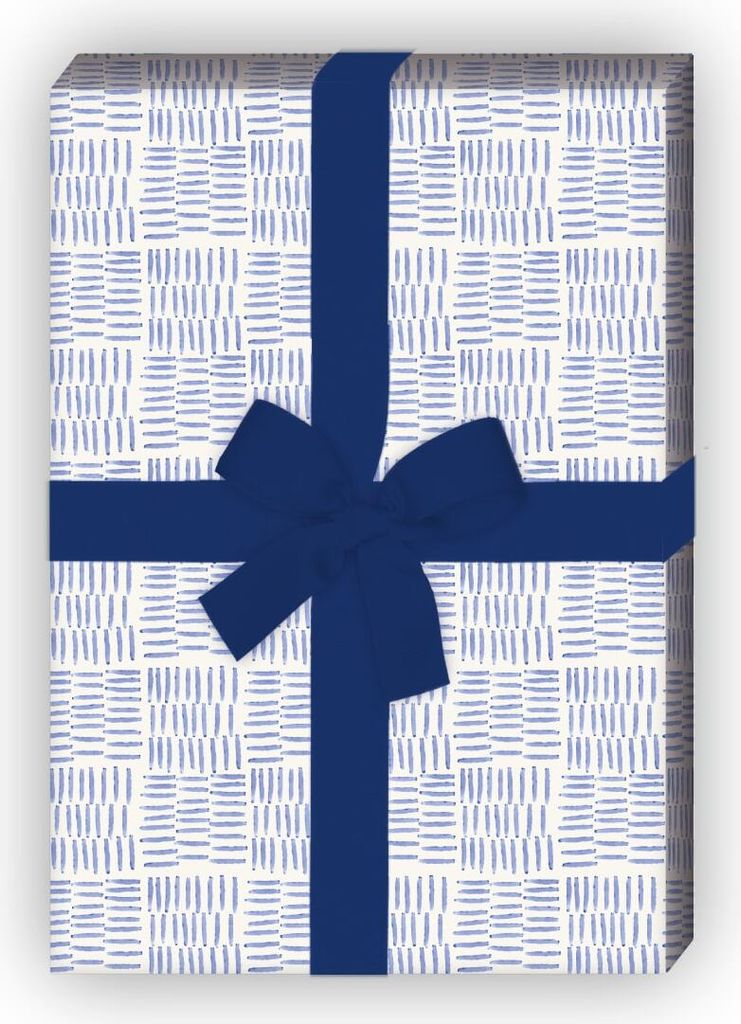 Blaues Geschenkpapier Set mit Aquarell Karo - G8394, 32 x 48cm