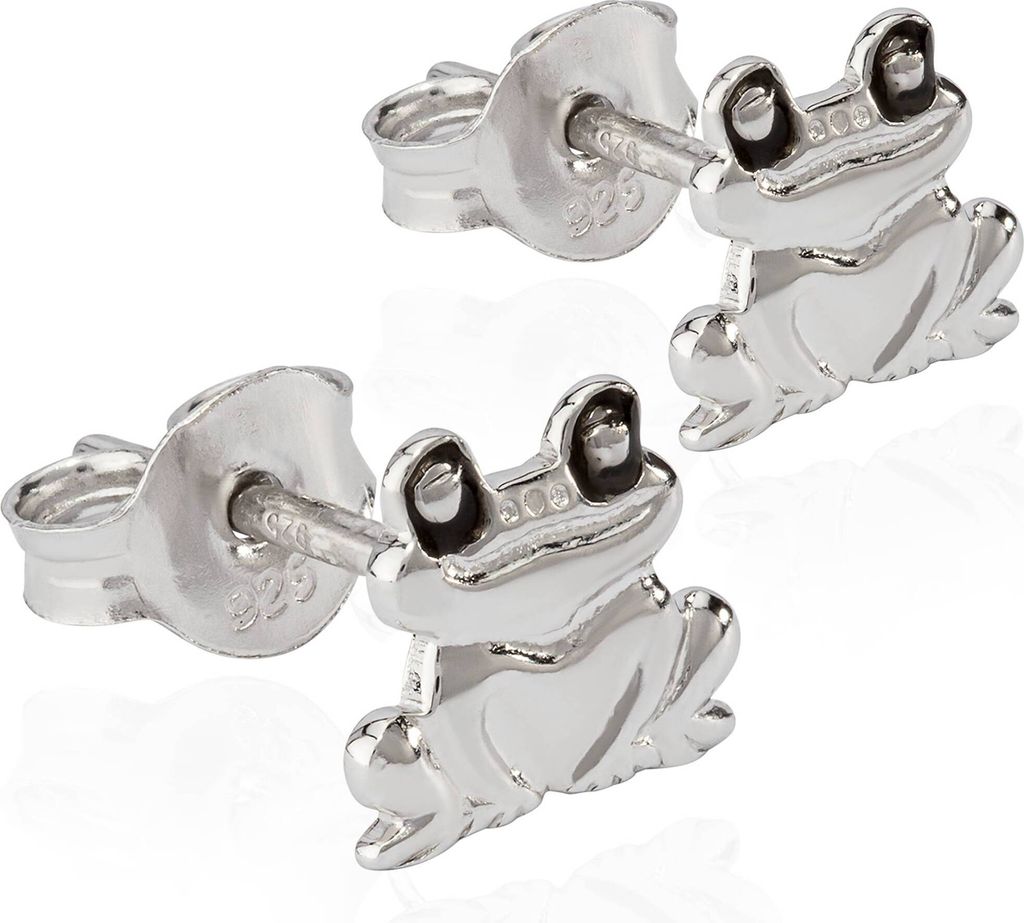 Paar kleine Ohrstecker Frosch 925 Silber anlaufgeschützt 7x9mm Kinder Ohrringe