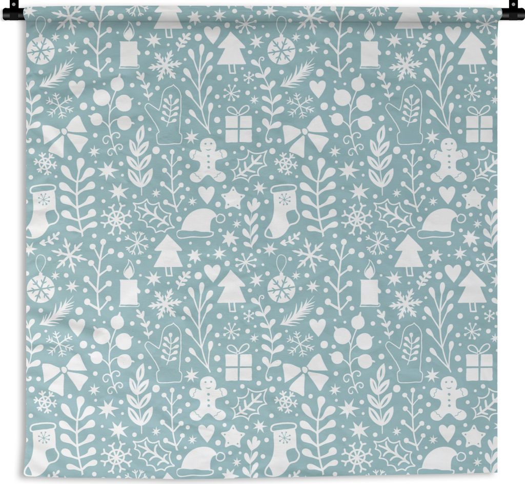 MuchoWow Wandteppich Wandbehang Winter - Schnee - Muster - Weiß 120x120 cm Tapisserie Dekoration Wandtuch - Modern - Baumwollgewebe