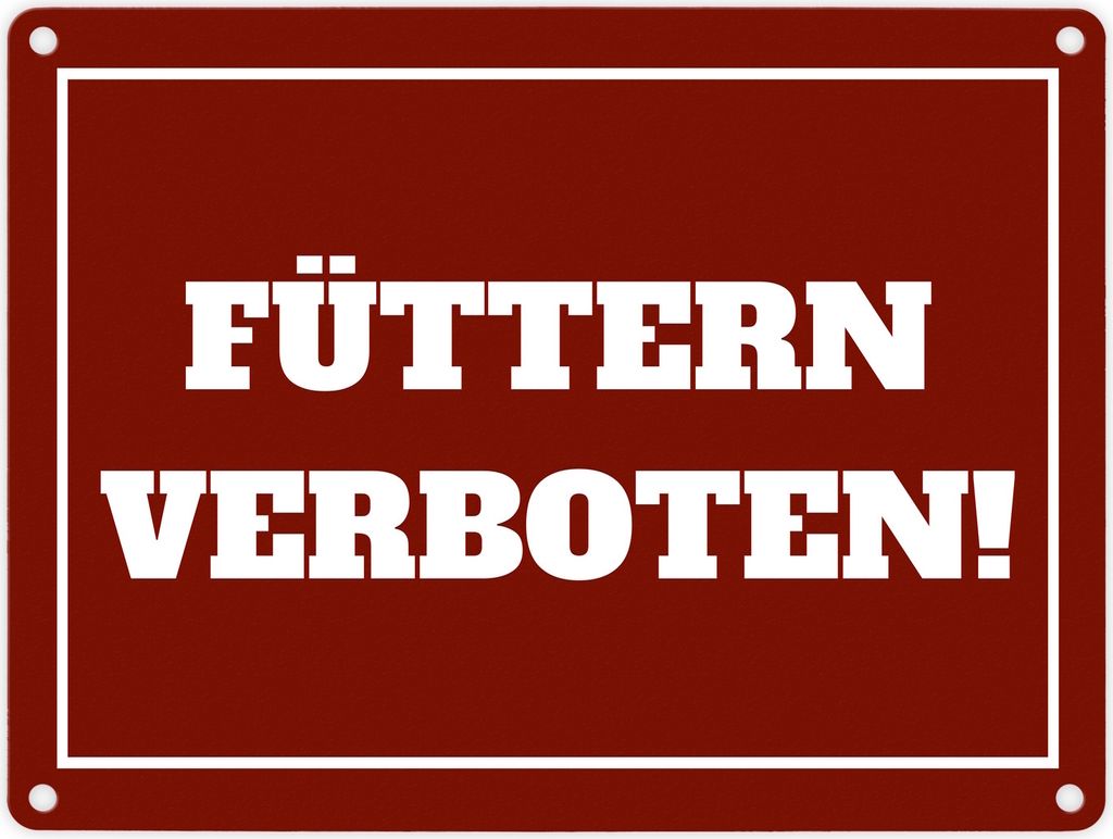 Füttern verboten Koppel-Metallschild in 15x20 cm in rot und weiß
