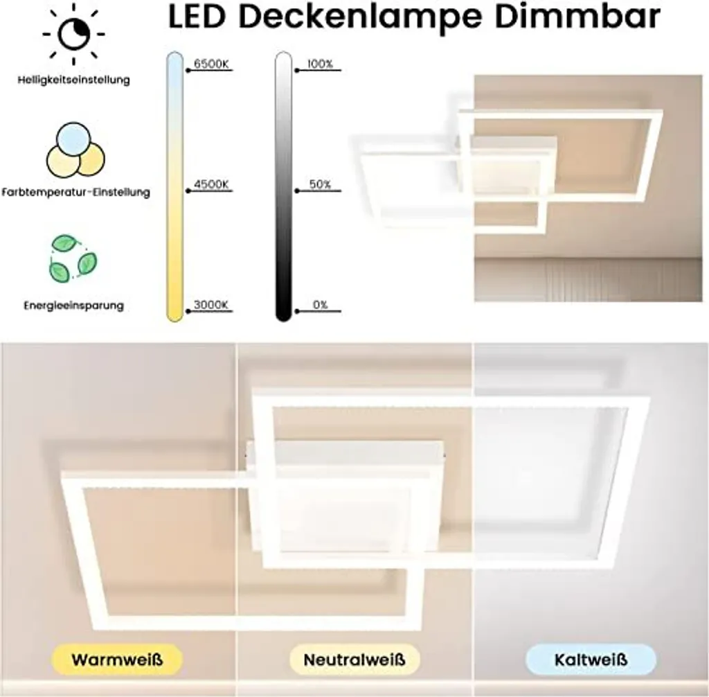 Plafonnier Salon LED 52W - Solution Éclairage Design et Économique - 2