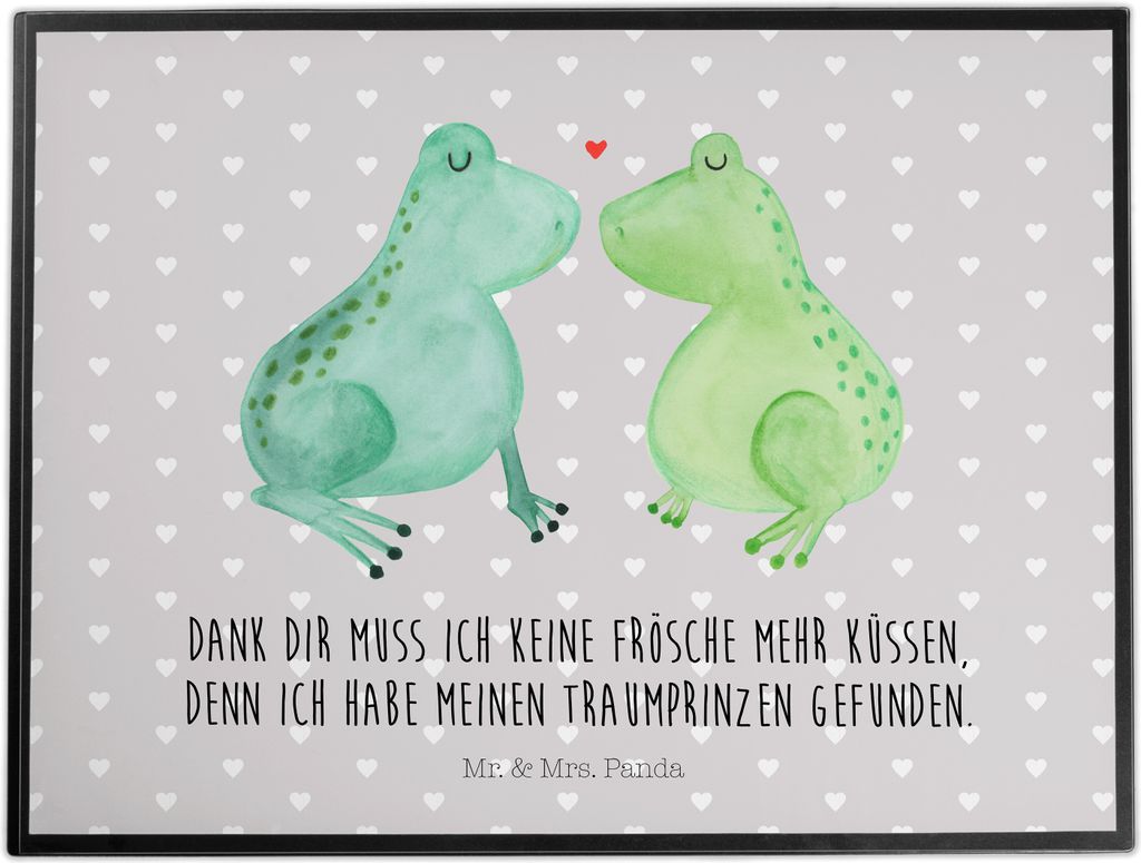 Mr. & Mrs. Panda tischpad Frosch Liebe - Grau Pastell - Geschenk, Schreibunterlage, schreibtischmatte, Kuss, Jahrestag, Freundin, arbeitsmatte, Hoc...