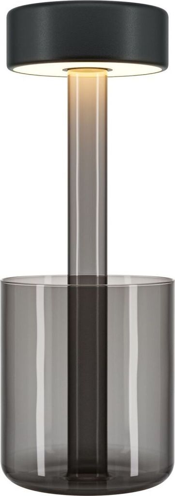 Nachttischlampe LED mit Dimmer Touch Funktion Glas rund D: 12 cm 34,8 cm Grau Schwarz Farbwechsel 2200-4000 K