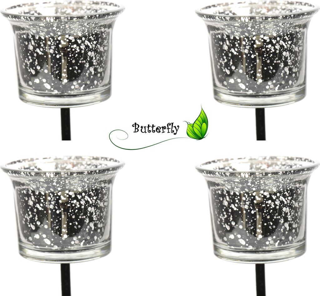Windlicht Glas zum Stecken 10cm, 4 Stück, Farbe:silber Produktbild 2