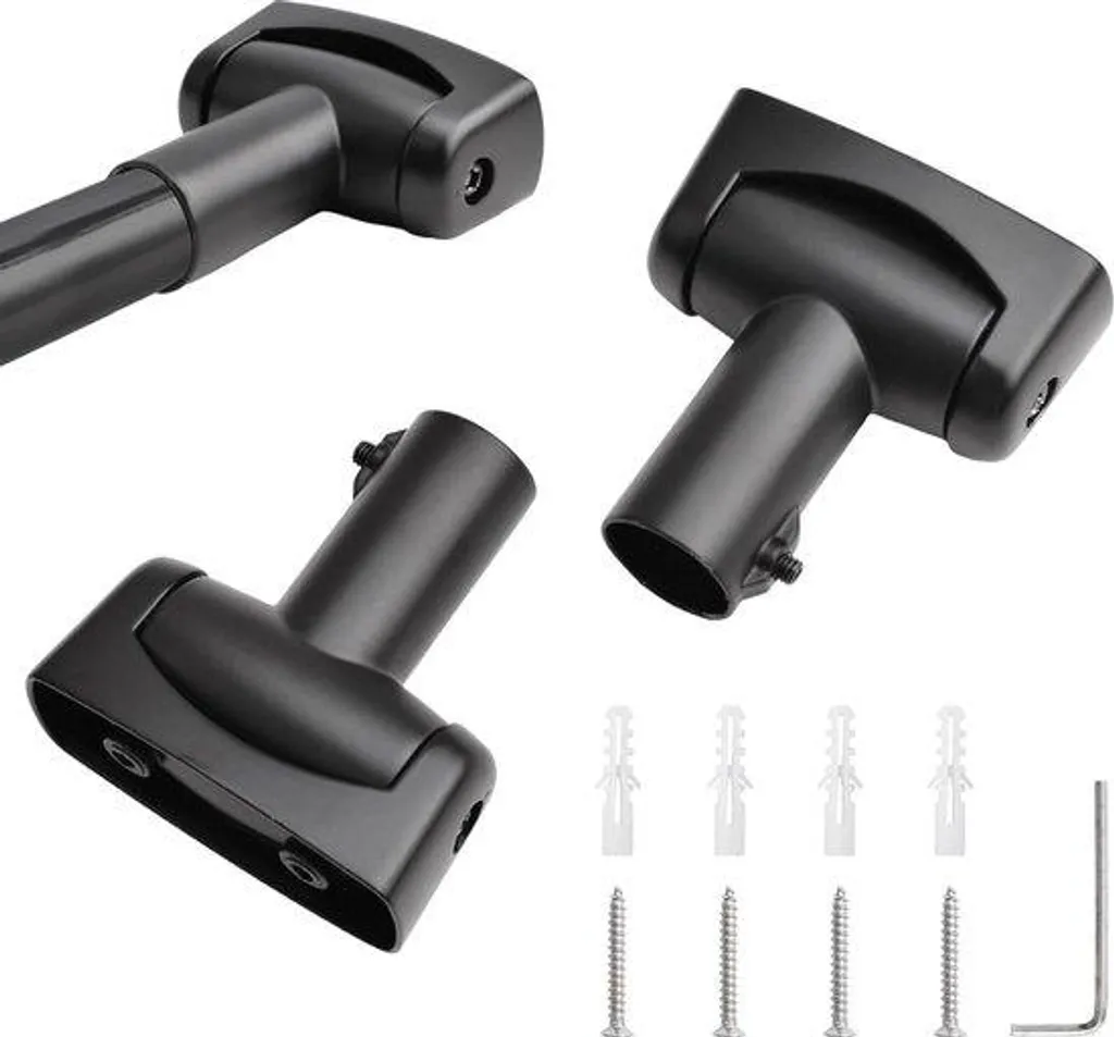 Support rideaux 22mm pivotant 180° avec bride noire haute résistance
