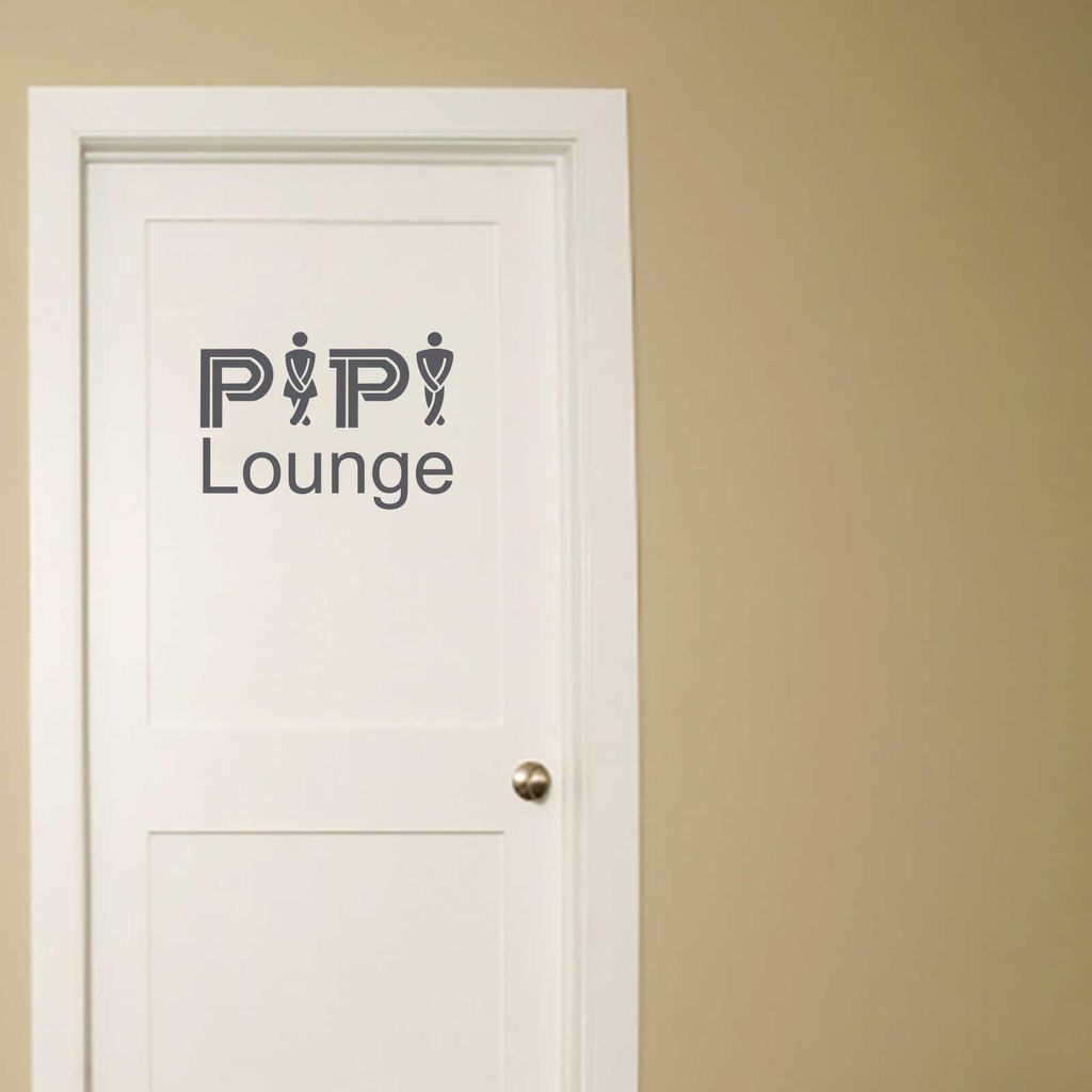 Wandtattoo - Wandaufkleber - Tür- Wandtattoo "Pipi Lounge" - 60cm x 43cm dunkelgrau - Dekoration Küche Wohnzimmer Wand