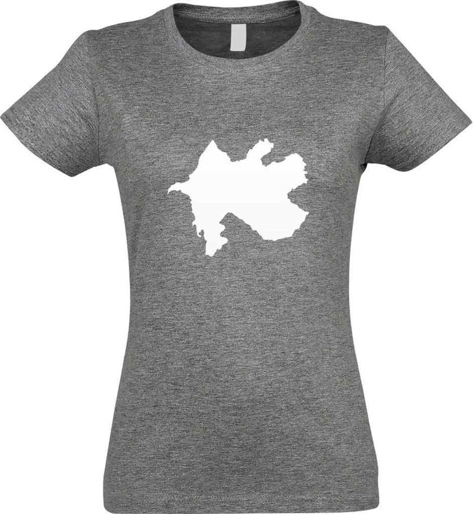 Kiwistar - T-Shirt tailliert - Damen - Graumeliert - Aserbaidschan Umriss - mit Motiv Bedruckt - Funshirt Design - Sport - Freizeit - Damen - L