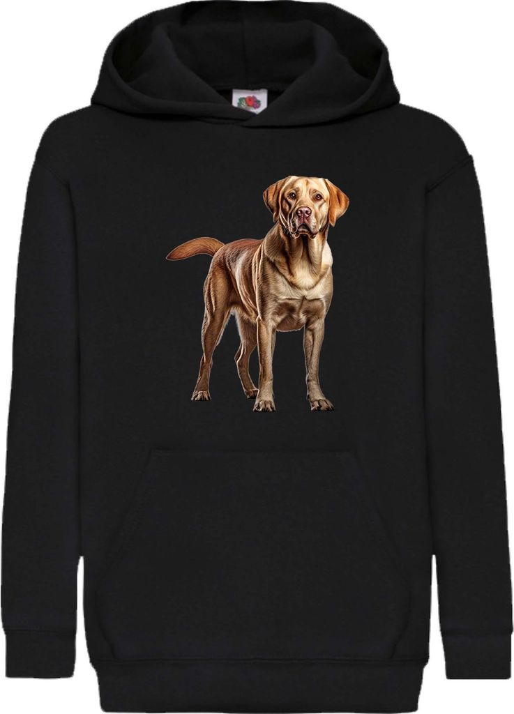 Kinder Kapuzenpullover Dogs Breeds Labrador Retriever Dog Breed 005, 7-8 Jahr - 128 / Schwarz