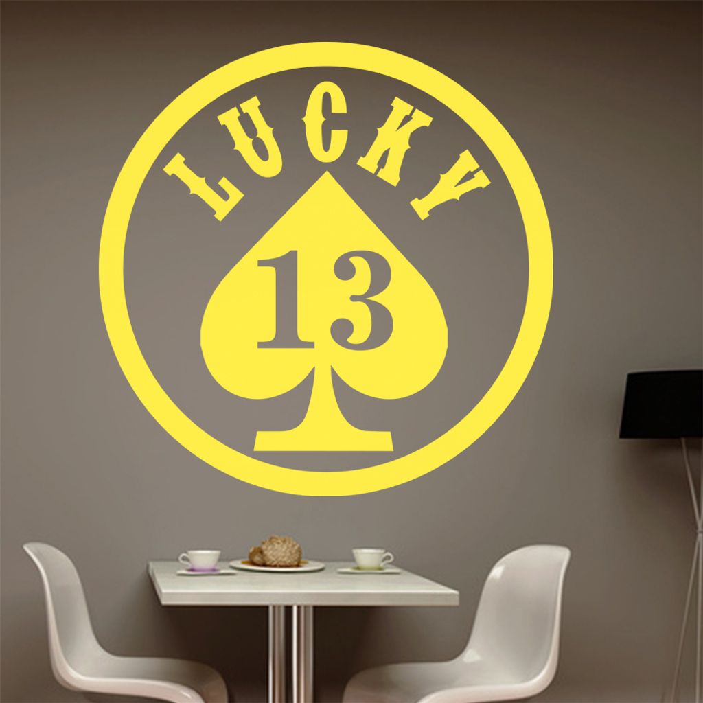 Lucky 13 Wandtattoo in 6 Größen - Wandaufkleber Wall Sticker - Dekoration, Küche, Wohnzimmer, Schlafzimmer, Badezimmer
