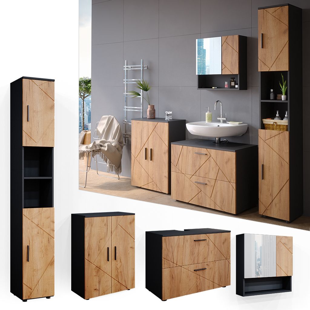 Vicco Badmöbel-Set Irma, 4 Teile, mit Schubladenschrank und Produktbild 2