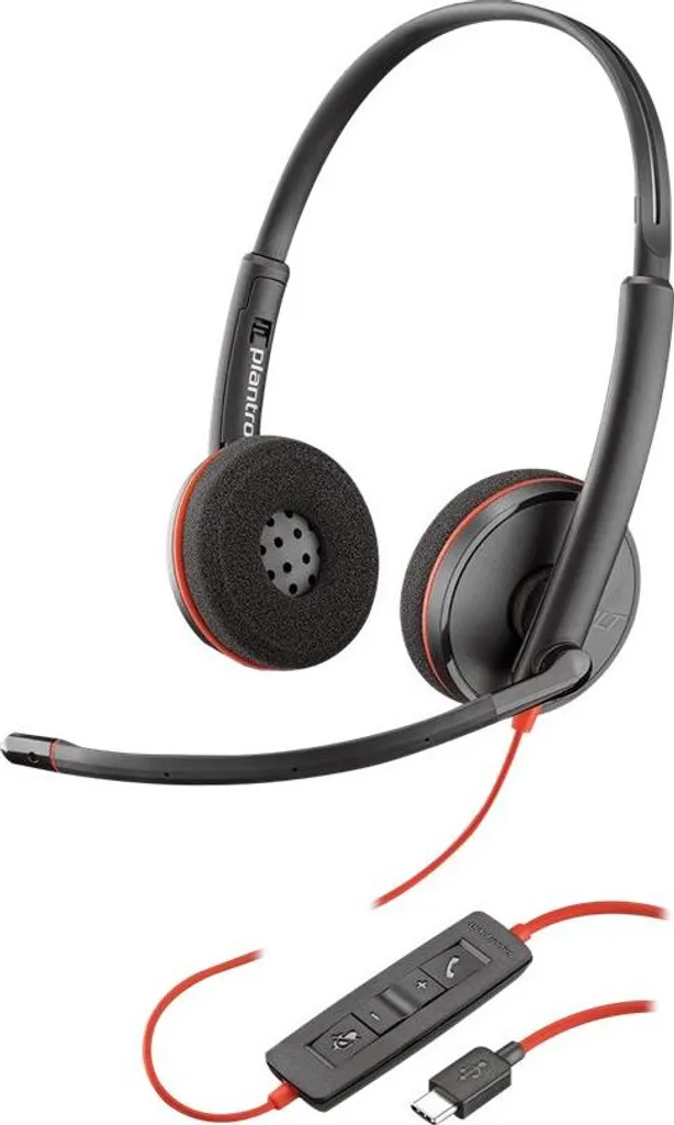 Poly Blackwire 3220 USB-C Black/Red | Cuffie Laptop & Tablet per Video Call