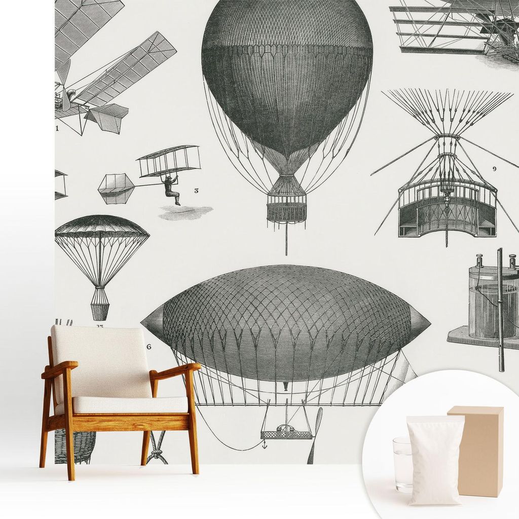 Fototapete - 250x250 cm - Tapete - Wandtapete - Wandbilder - Dekofolie - Tapete Folie - Wand - Dekoration - Wohnzimmer - Geschichte der Luftfahrt