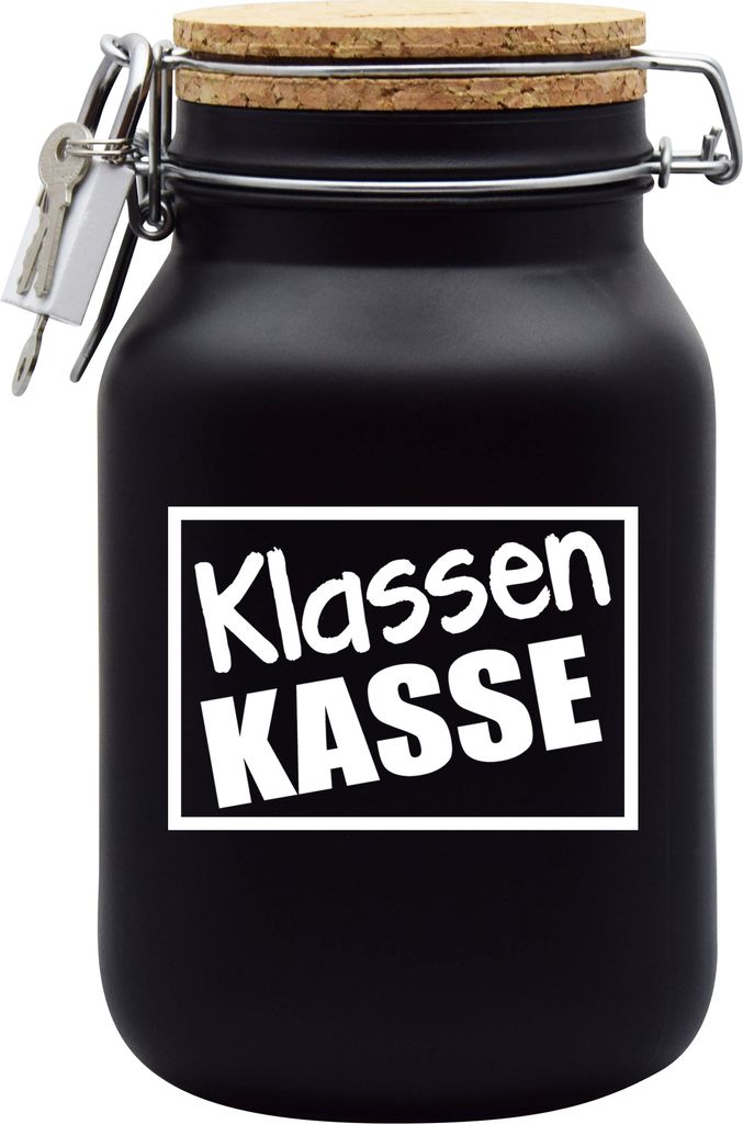 Spardose Geld Geschenk Ideen Klassen Kasse Schwarz Größe XL 2 Liter