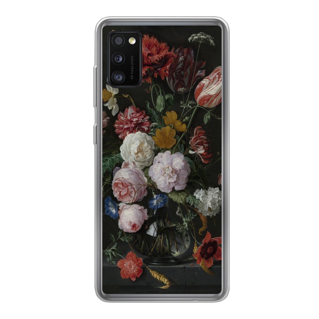 MuchoWow Handyhülle Schutzhülle Hülle für Samsung Galaxy A41 Stilleben mit Blumen in einer Glasvase - Gemälde von Jan Davidsz. de Heem Silik...