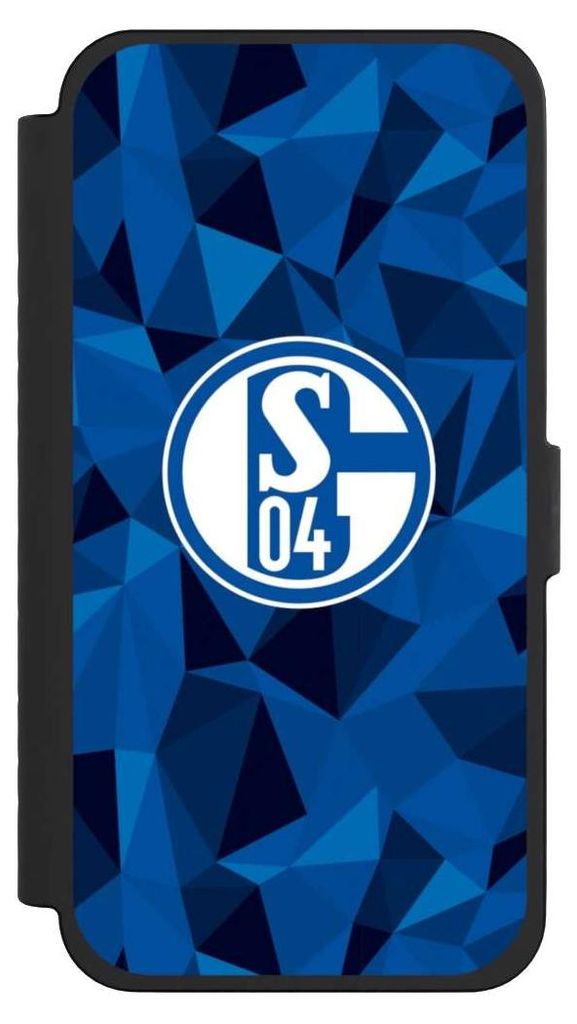NIVOCASE Klapphülle für Apple iPhone 15 Pro Max Handyhülle aus Kunst Leder NIVOflip schwarz Camouflage FC Schalke 04 Muster