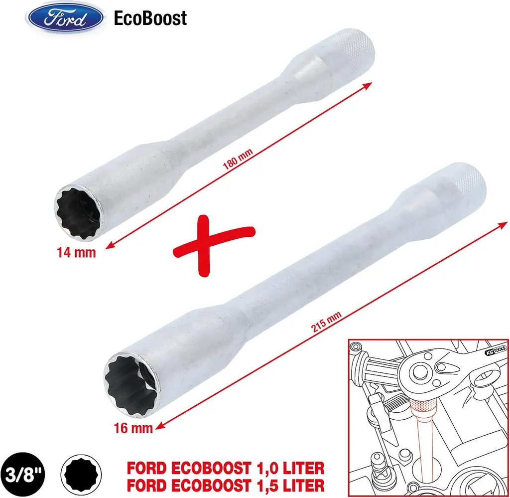 KS Tools Jeu de douilles bougies 3/8 pour moteurs EcoBoost 2 pièces