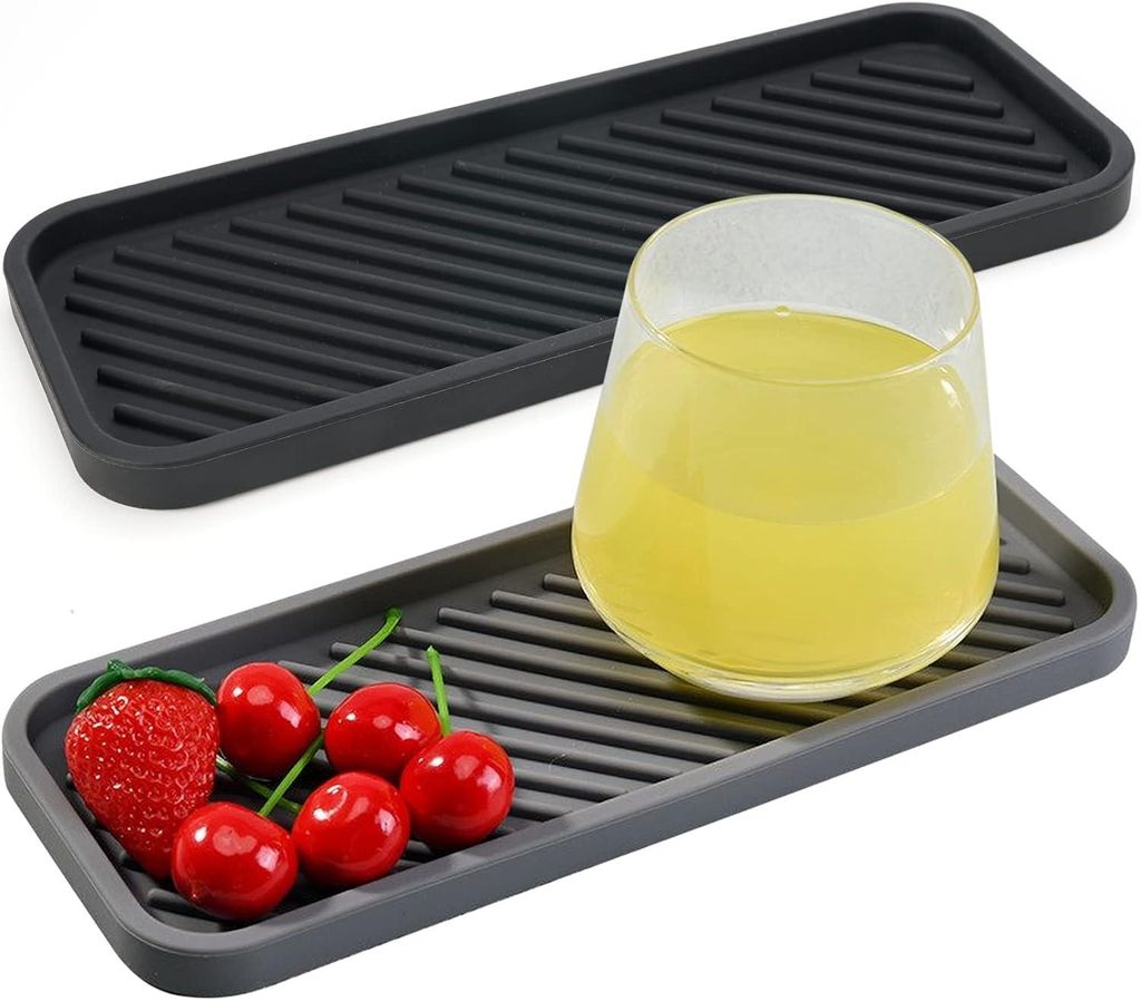 Küchen-Silikon-Tropfmatte, Spülenmanager, Küchenspülenmanager, Badezimmerschwamm, Bürste, Seifenmanager, 2 Stück (Schwarz, Grau)