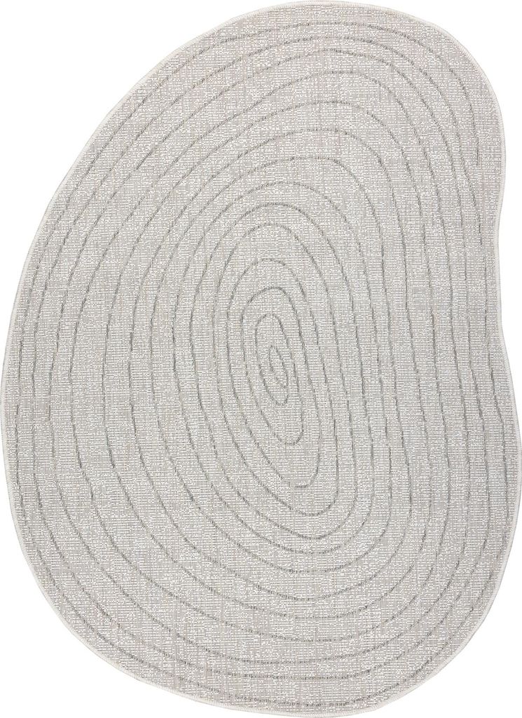 ORGANIC 2743 Sisalteppich Baumringstumpf Ecru / grau – natürliche, moderne unregelmäßige Form beige 120x170 cm