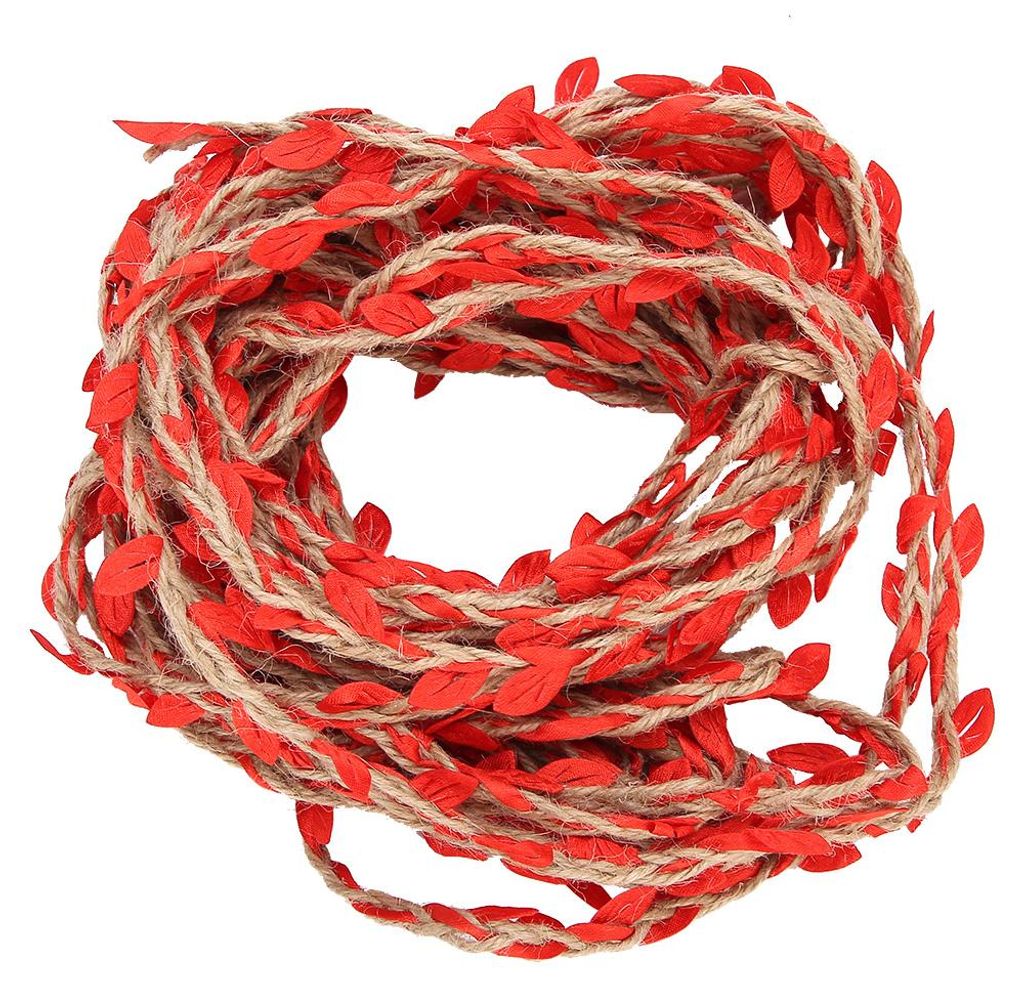 10 Meter künstliches Blattband, geflochtene Girlande, Weben, Hanfseil, Blumenstrauß, DIY-Zubehör, Rot