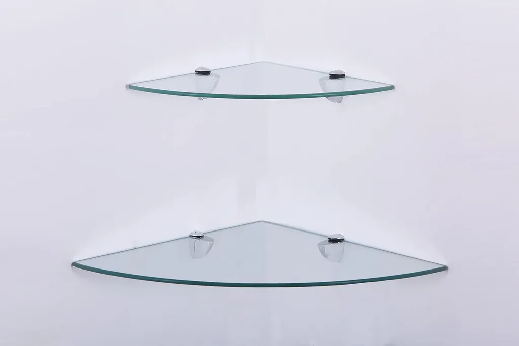 Étagère d'angle en verre de sécurité 45x45 cm pour salle de bain - 1 pièce