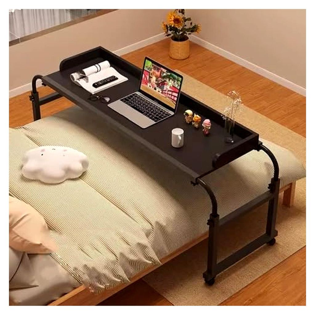 Ausziehbarer und rollbarer Beistelltisch für das Bett, höhenverstellbarer Tisch mit Rollen, tragbarer Tisch mit Tablett, rollbarer Behandlungstis...