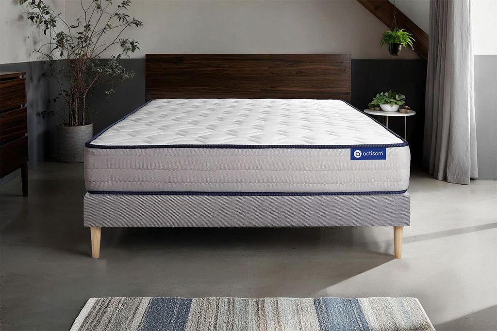 Actimemo form matratze 180x220cm + Bettgestell mit lattenrost - Dicke : 22cm - Memory-Schaum - H4