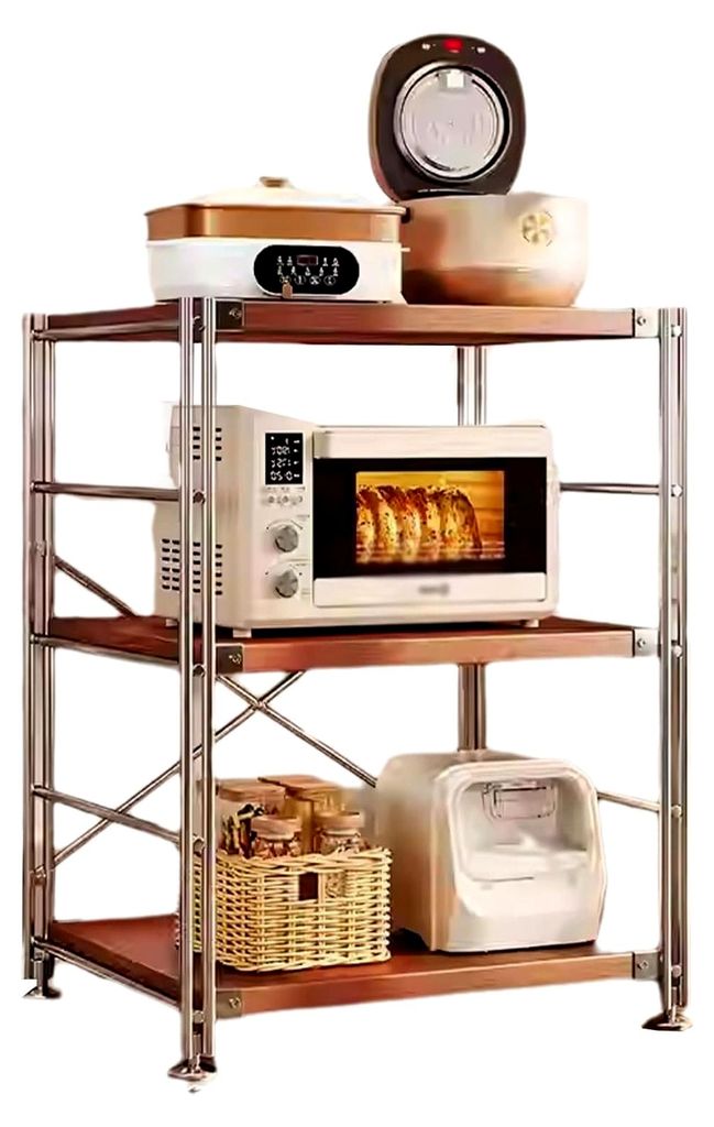 Mikrowellenregal, 4-stöckig, platzsparender Organizer für Küche und Esszimmer, stabiles und stilvolles Design für optimale Aufbewahrung und eff...
