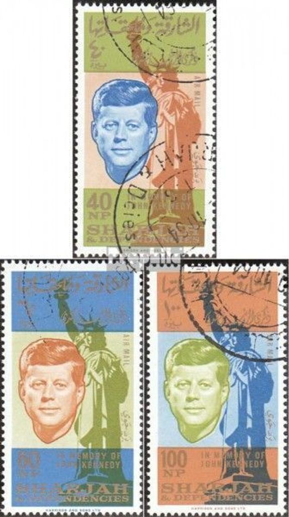 Briefmarken Sharjah 1964 Mi 107A-109A (kompl.Ausg.) gestempelt Todestag John F. Kennedy