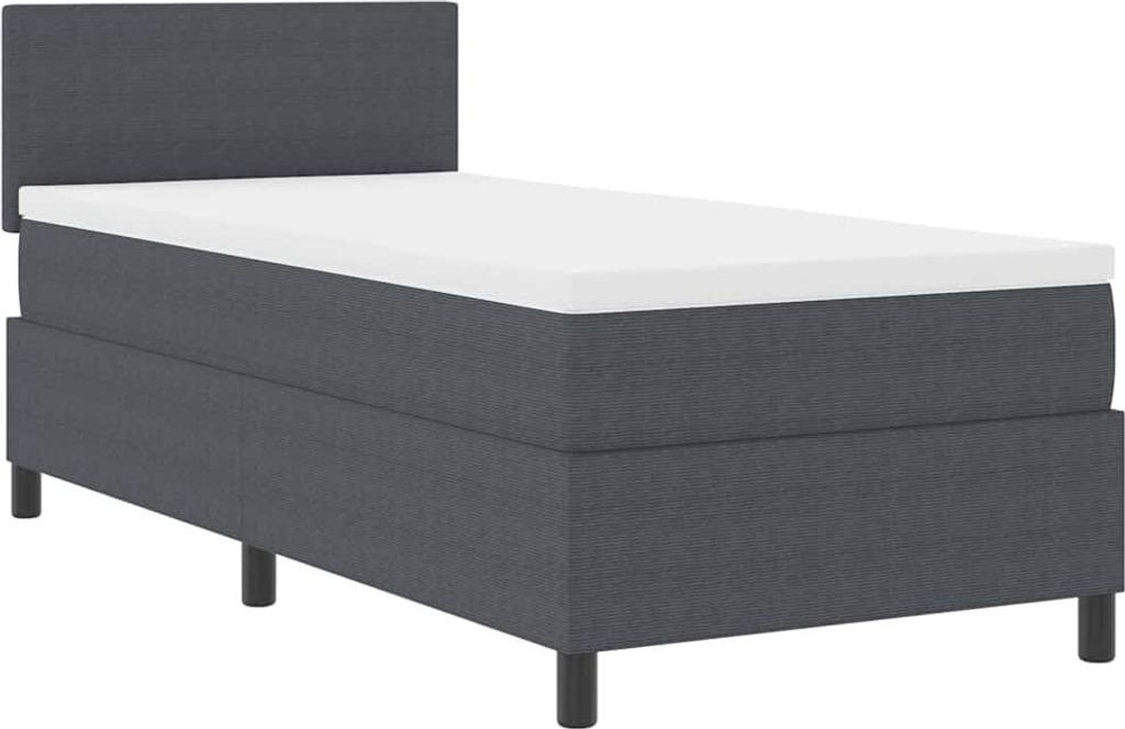 vidaXL Boxspringbett Dunkelgrau und Weiß 90 x 190 cm Cordstoff